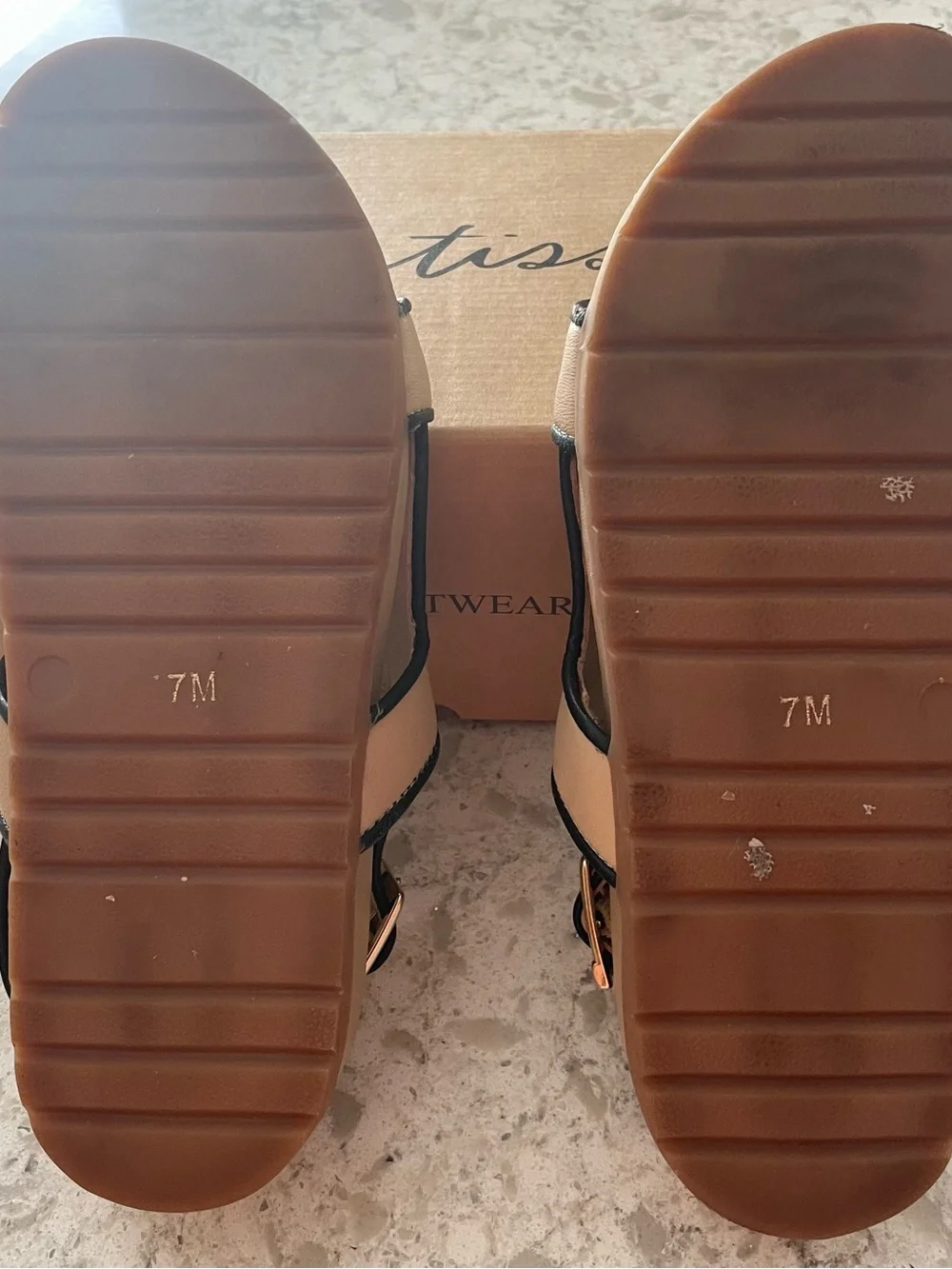 Matisse Beige Sandals with Black Piping